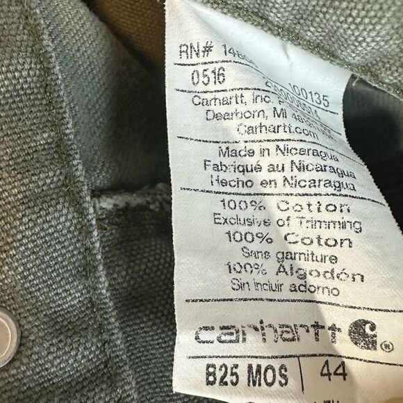 Carhartt VTG Olive Green Leather Patch Canvas Carpenter Shorts Men’s 44 x 8 Read - Picture 8 of 10